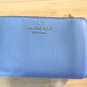 Kate Spade Leila Medium Compact Bifold Leather Wallet-Dusty Blue
